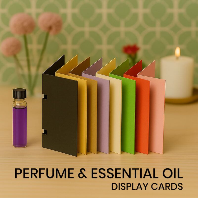 Perfume and Essential Oil Sample Display Card Collage offering multiple colors from Vici Pack